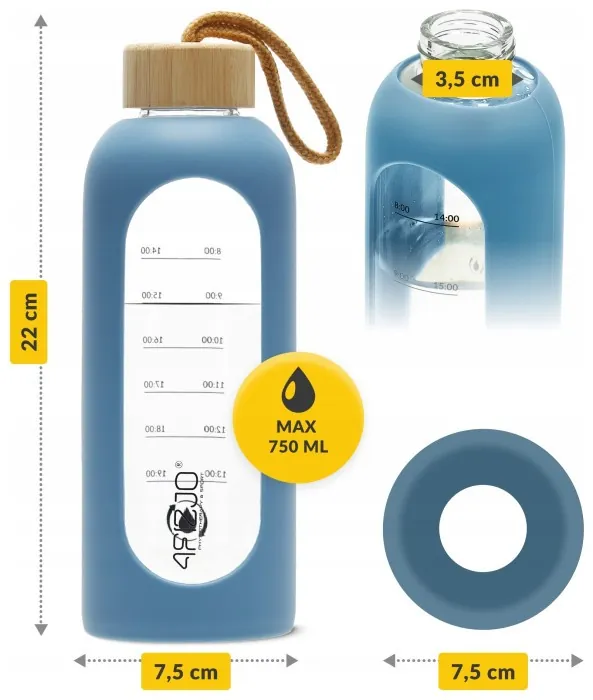 Бутылка для воды спортивная 4FIZJO 750 мл стеклянная Blue (P-5905973404181)