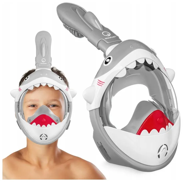 Маска для снорклинга TSUNAMI Shark полнолицевая, детская Grey (P-5905973405447)