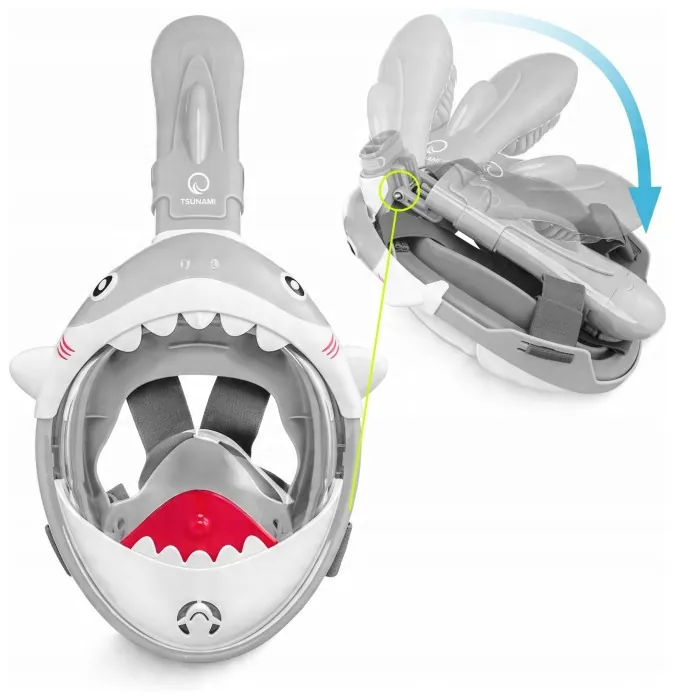 Маска для снорклинга TSUNAMI Shark полнолицевая, детская Grey (P-5905973405447)