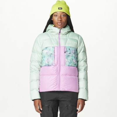 Фото Organic куртка пуховая Hi Puff Down W 2025 ил зелёный-орхидея-блёклый водный принт L