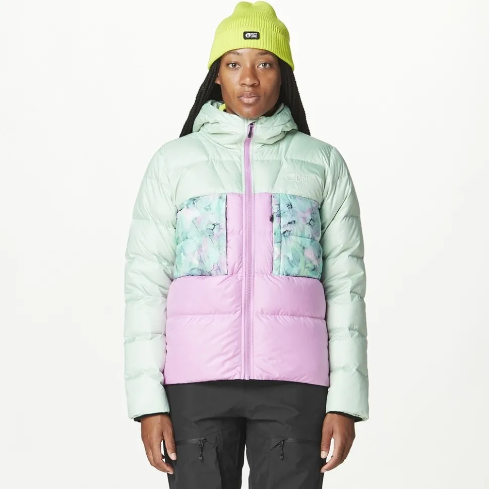 Picture Organic пухова куртка Hi Puff Down W 2025 silt green-orchid-blurry water print L (L)