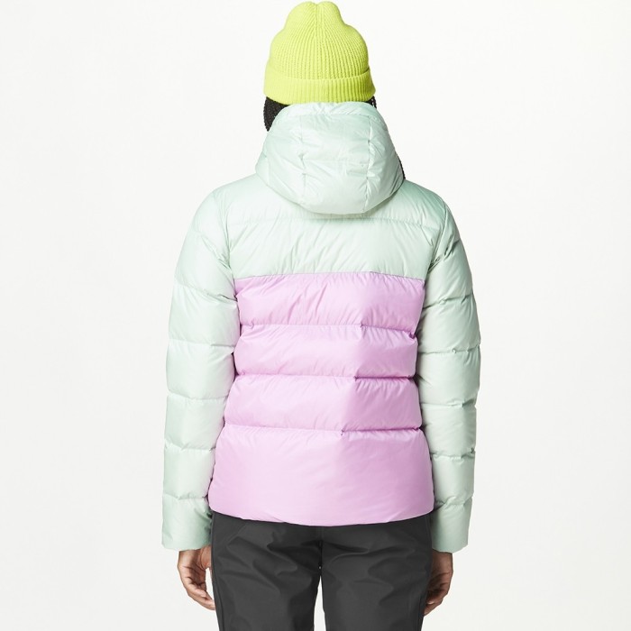 Фото Organic куртка пуховая Hi Puff Down W 2025 ил зелёный-орхидея-блёклый водный принт L