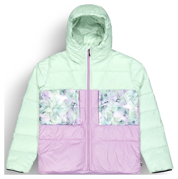 Фото Organic куртка пуховая Hi Puff Down W 2025 ил зелёный-орхидея-блёклый водный принт L