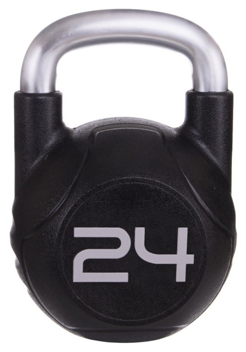 Гиря цільна з поліуретановим покриттям та хромованою ручкою Zelart TA-2681-24 24кг (MD2220-24) (метал, PU, чорний), укр, укр