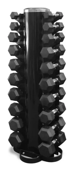 Гантелі шестигранні зі стійкою ряд 1-10 кг. Rubber Hexagon Dumbbell (RNS_GXGN1-10st)