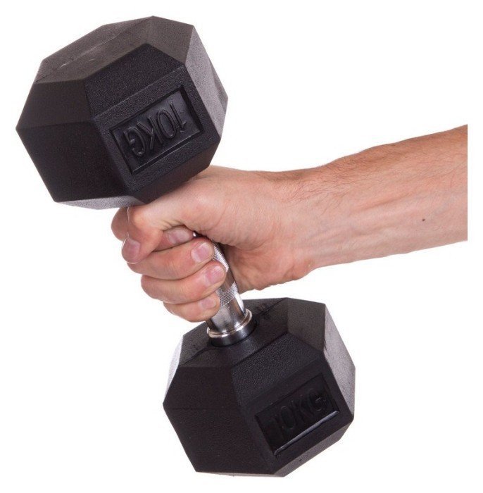 Гантели шестигранные со стойкой ряд 1-10 кг. Rubber Hexagon Dumbbell