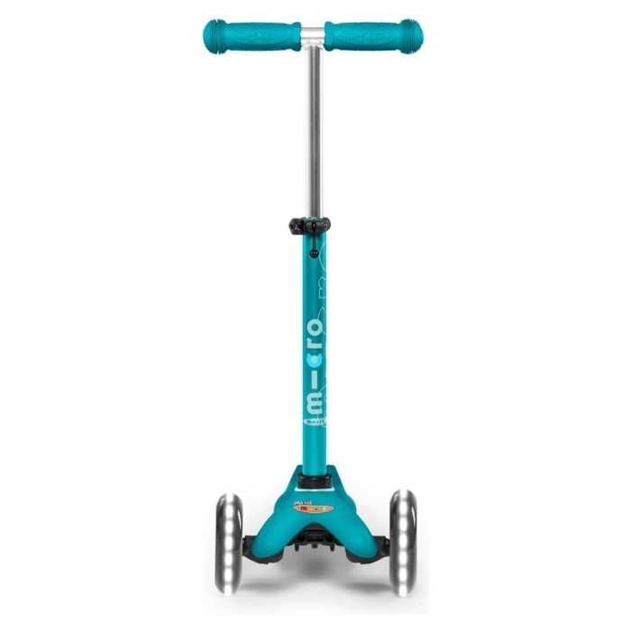 Самокат MICRO серії "Mini Deluxe LED" - АКВА (до 50 kg, 3-х колісний, світло), укр, укр