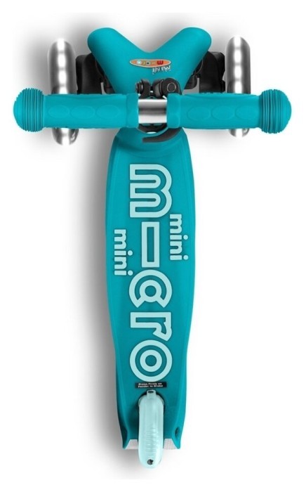 Самокат MICRO серії "Mini Deluxe LED" - АКВА (до 50 kg, 3-х колісний, світло), укр, укр