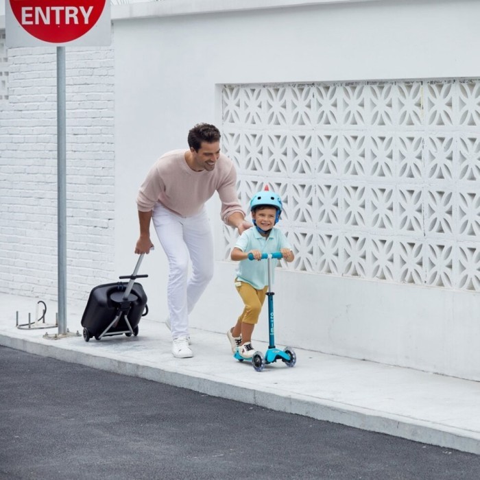 Самокат MICRO серії "Mini Deluxe LED" - АКВА (до 50 kg, 3-х колісний, світло), укр, укр