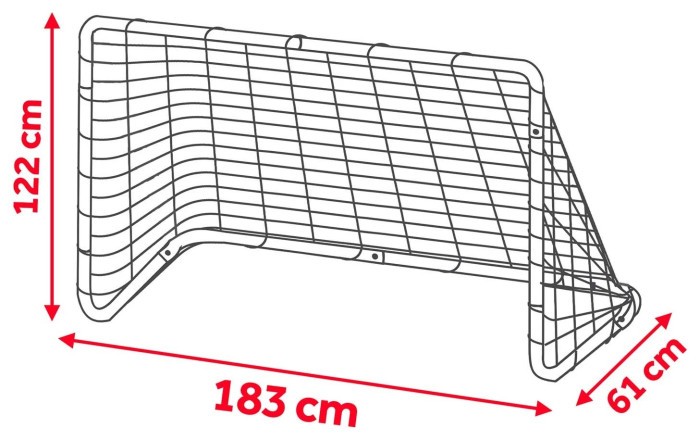 Ворота футбольные Neo-Sport 183 x 122 x 61 см, красно-белые