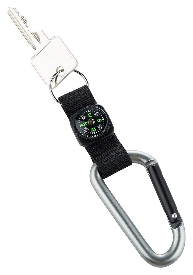 Munkees 3228 карабин 8 мм из strap, compass, keyring grey