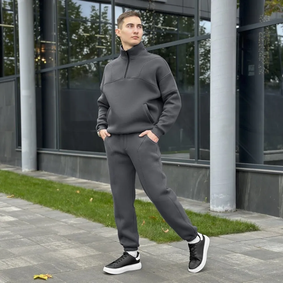 Комплект штани та кофта Pobedov Grand ЗИМА. Темно-сірий спортивний костюм (XXL)