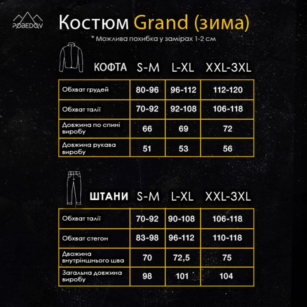 Комплект штани та кофта Pobedov Grand ЗИМА. Темно-сірий спортивний костюм