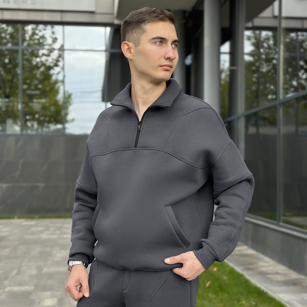 Комплект брюки и кофта Pobedov Grand ЗИМА. Темно-серый спортивный костюм