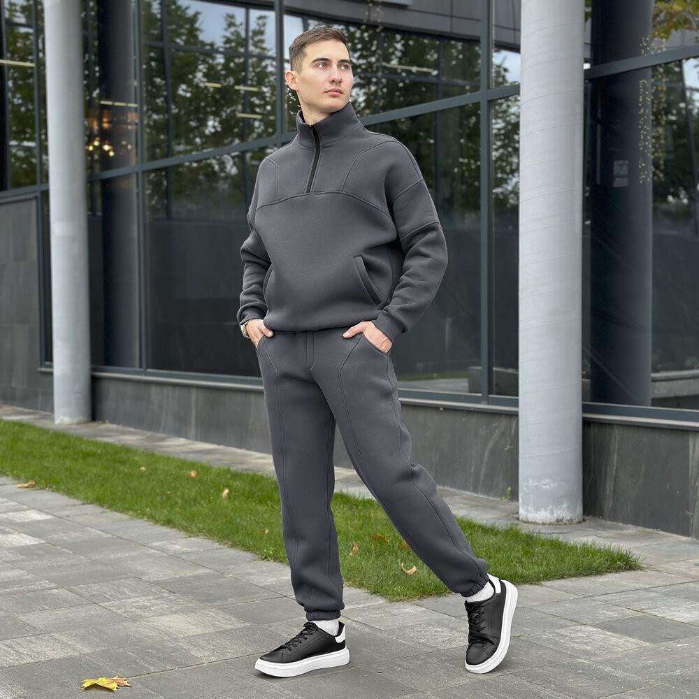 Комплект брюки и кофта Pobedov Grand ЗИМА. Темно-серый спортивный костюм