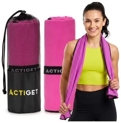 Рушник спортивний Actiget 180 x 100 см з мікрофібри ACT0187 Pink