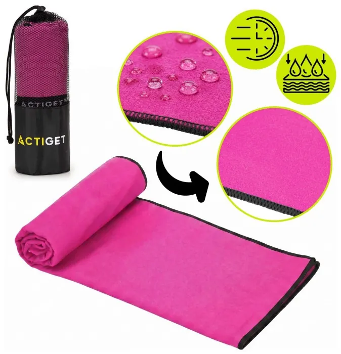 Рушник спортивний Actiget 180 x 100 см з мікрофібри ACT0187 Pink