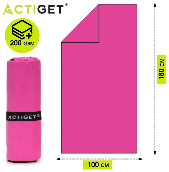 Рушник спортивний Actiget 180 x 100 см з мікрофібри ACT0187 Pink