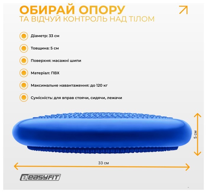 Балансировочная массажная подушка EasyFit Синий