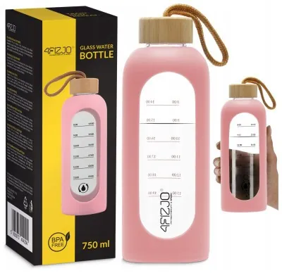 Бутылка для воды спортивная 4FIZJO 750 мл стеклянная Pink (P-5905973404204)