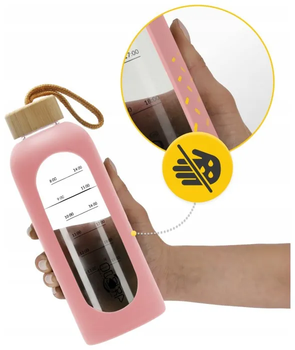 Бутылка для воды спортивная 4FIZJO 750 мл стеклянная Pink (P-5905973404204)