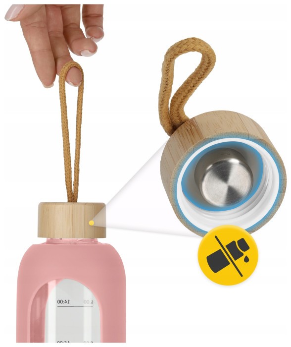 Бутылка для воды спортивная 4FIZJO 750 мл стеклянная Pink (P-5905973404204)