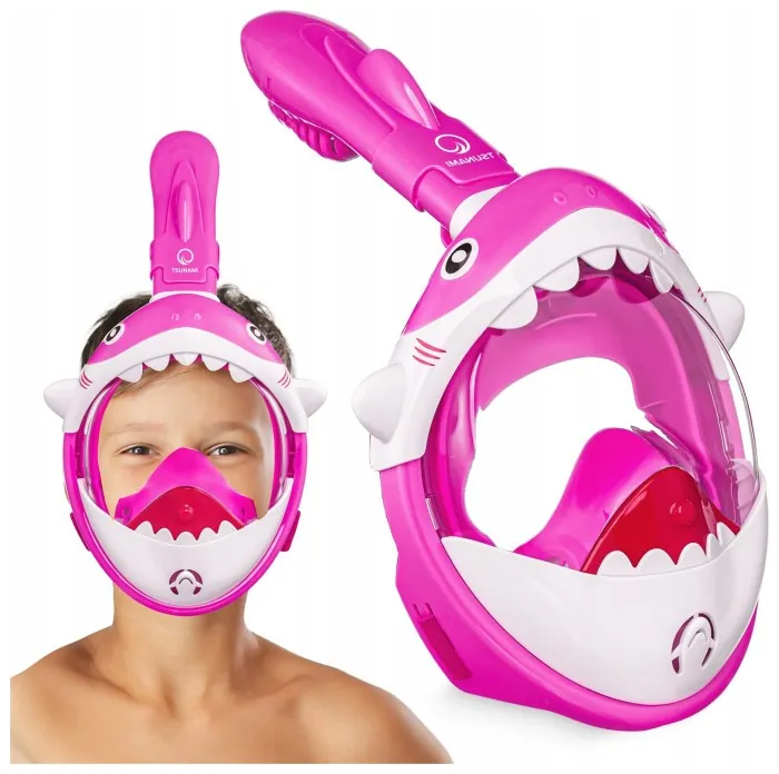 Маска для снорклинга TSUNAMI Shark полнолицевая, детская Pink (P-5905973405430)