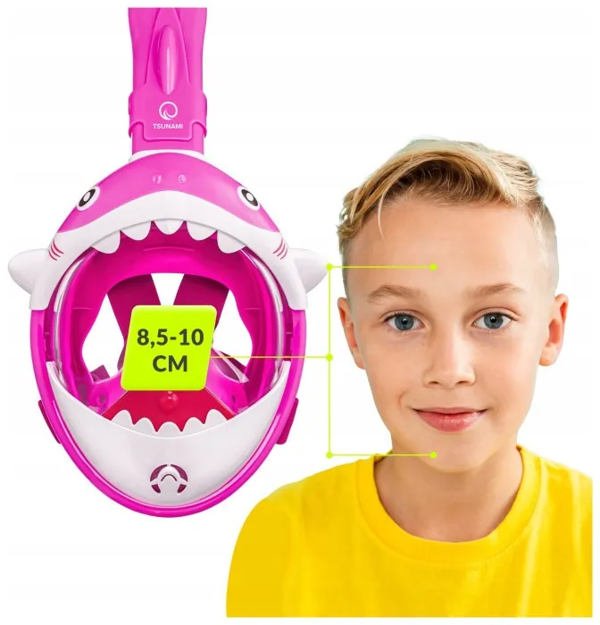 Маска для снорклинга TSUNAMI Shark полнолицевая, детская Pink (P-5905973405430)