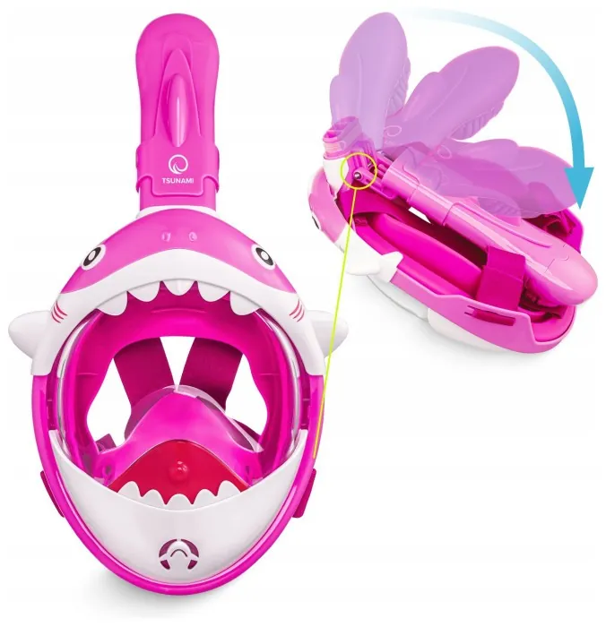 Маска для снорклинга TSUNAMI Shark полнолицевая, детская Pink (P-5905973405430)