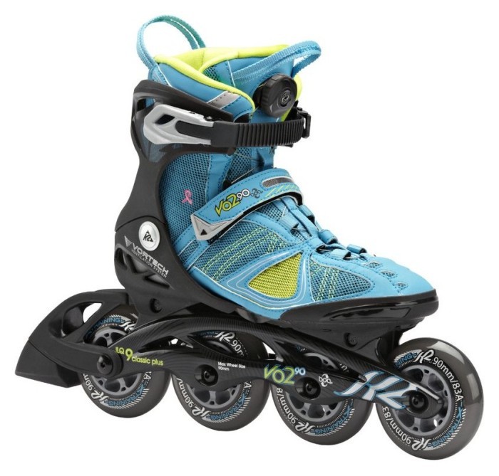 Роликовые коньки для взрослых K2 VO2 90 BOA W 39 (8.0US) 250мм Black/ligth blue/lime (3040105)