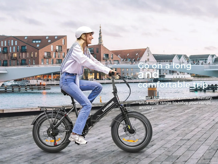 Электровелосипед Samebike LOTDM200-II (750 Вт, 13 А*ч, 48 В), колеса 20", с ручкой газа, серый