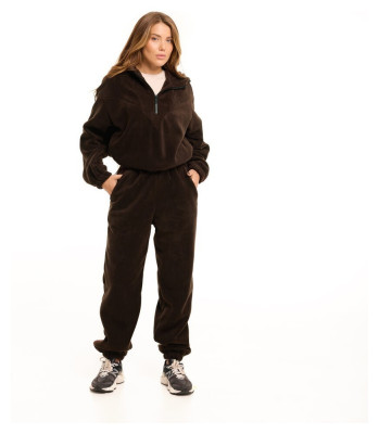Шоколадный зимний костюм флисовый. Теплый костюм женский Pobedov Huggi женский