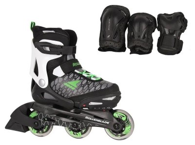 Комплект детский (роликовые коньки, защита) Rollerblade COMBO 29-32 (185-210мм) Black/green (07848400 T83)