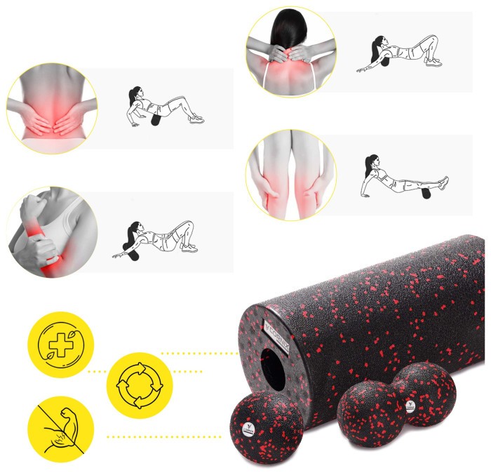 Масажний набір Cornix (Ball 8 см, Duoball 8 х 16 см та Foam Roller 30 х 15 см) XR-0080