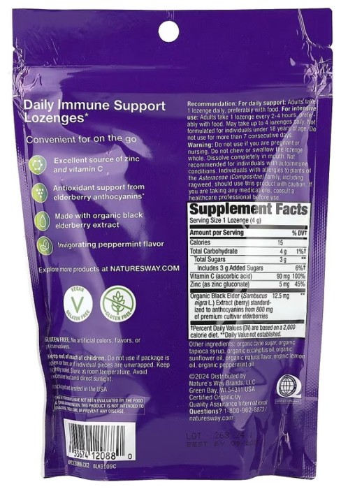 Sambucus Organic Lozenges Mint - 24 cnt