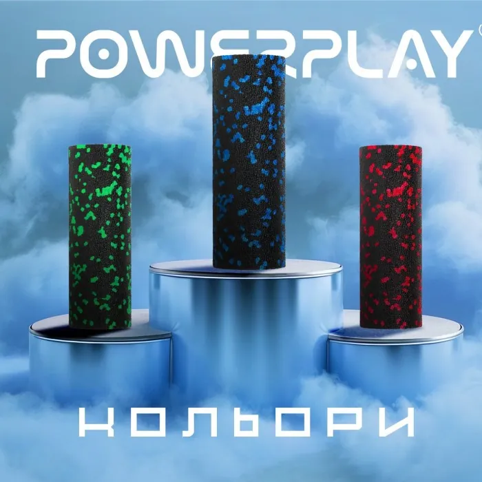 Массажный ролик (роллер) гладкий PowerPlay PP-4346 Mini EPP Foam Roller Черно/Синий (15x5,3см.)