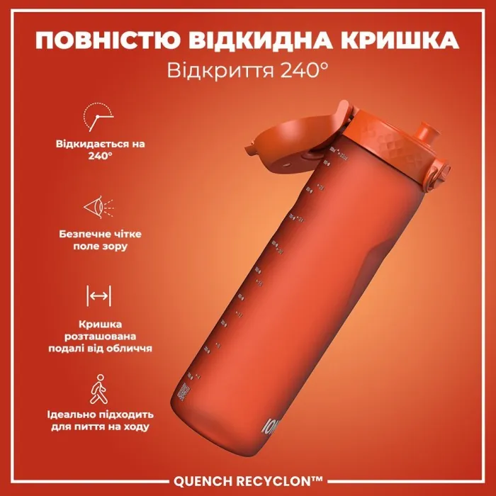 Бульба для води ION8 1000 мл. (ЕКО пляшка) BPA Free, Hearty Orange