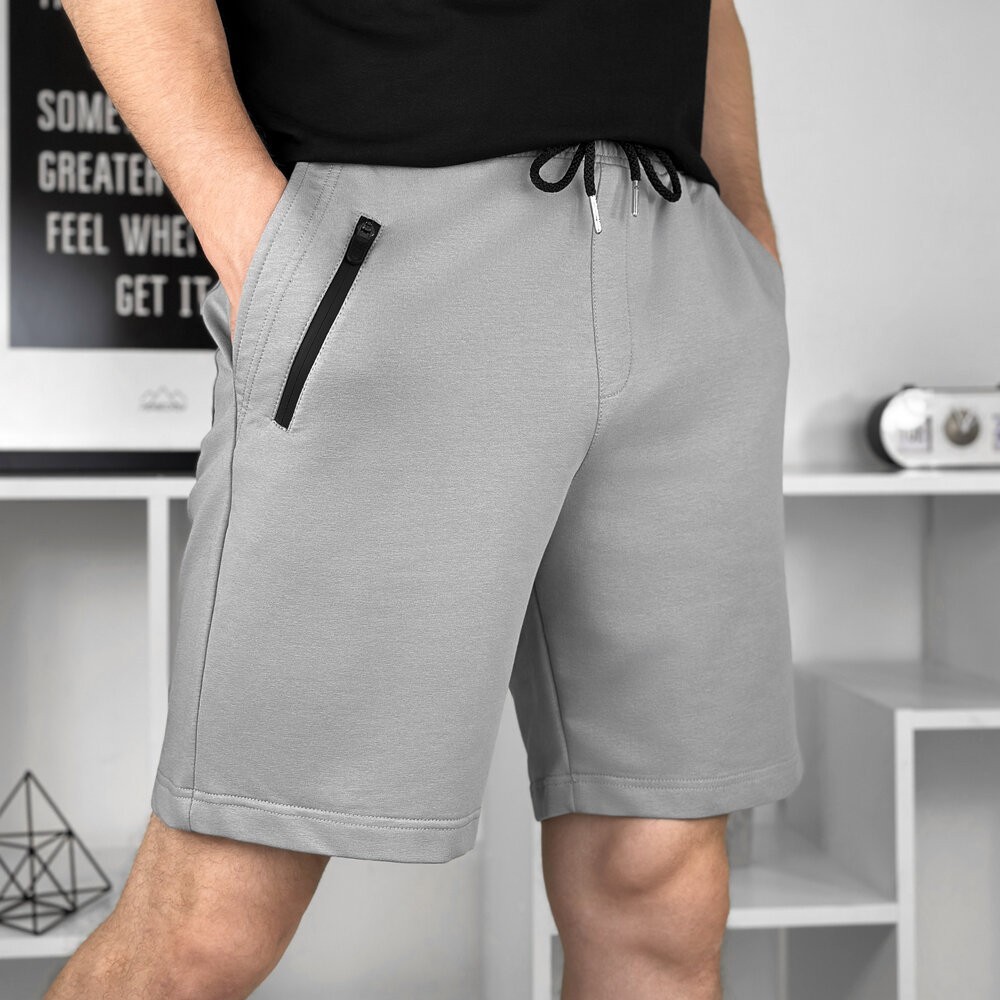 Легкі однотонні сталеві чоловічі шорти Pobedov Griz