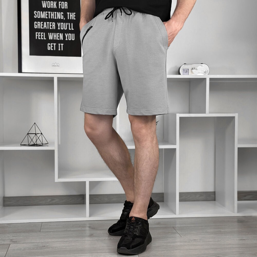 Легкие однотонные стальные мужские шорты Pobedov Griz