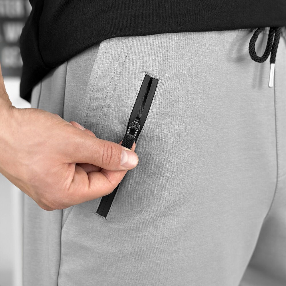 Легкие однотонные стальные мужские шорты Pobedov Griz