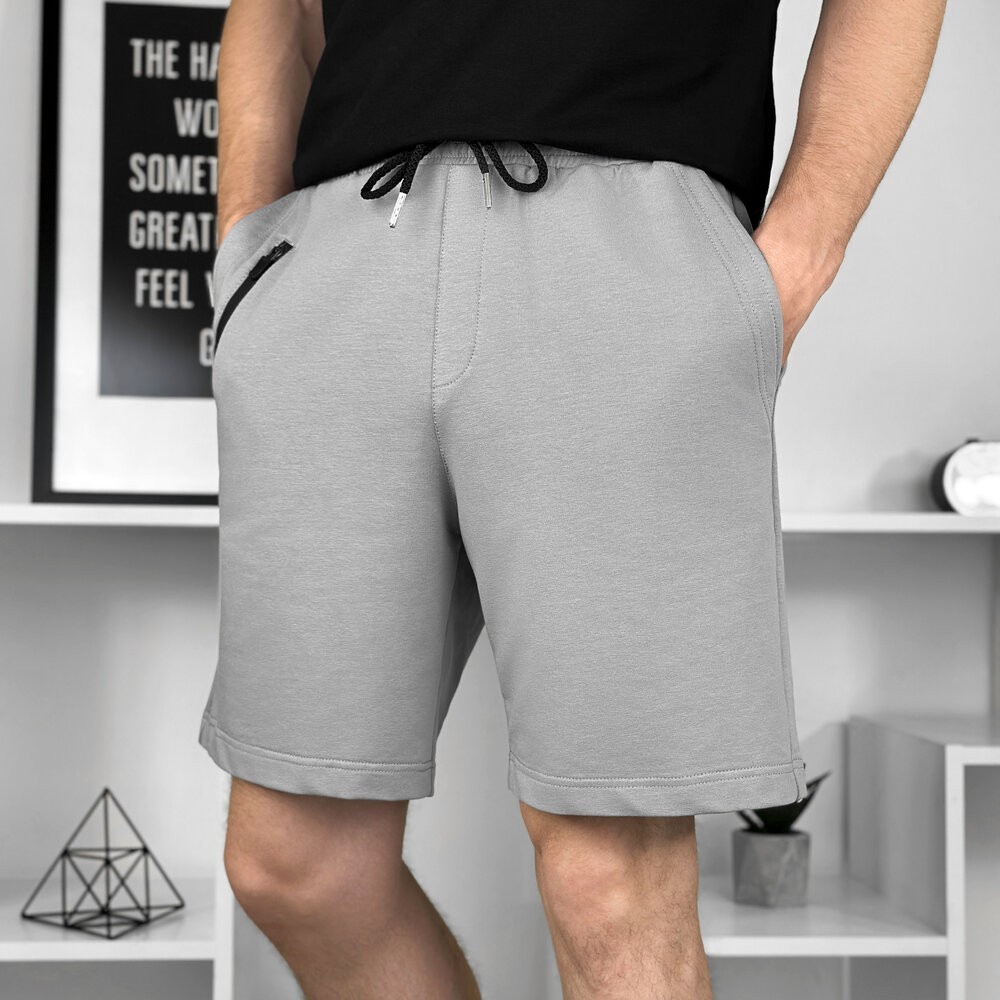 Легкие однотонные стальные мужские шорты Pobedov Griz