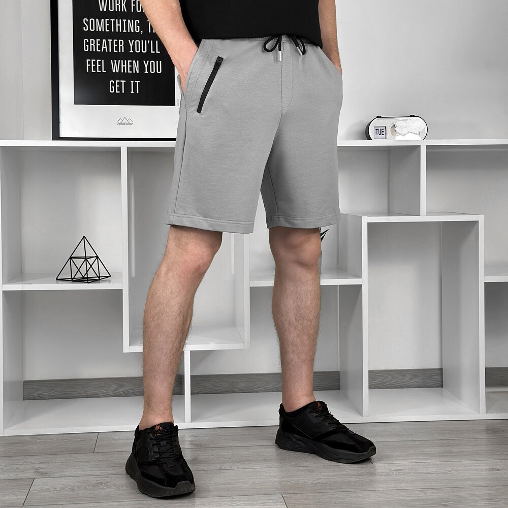 Легкие однотонные стальные мужские шорты Pobedov Griz