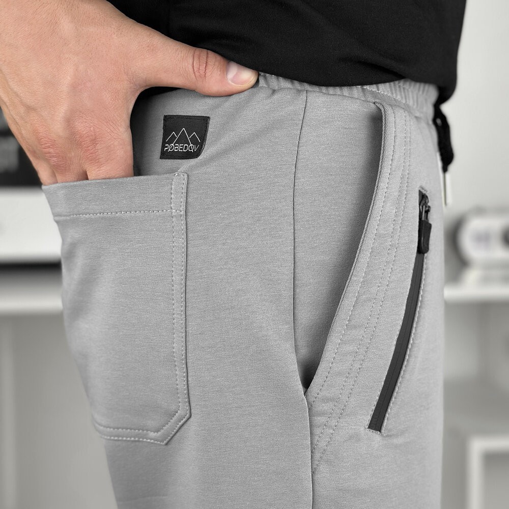 Легкие однотонные стальные мужские шорты Pobedov Griz