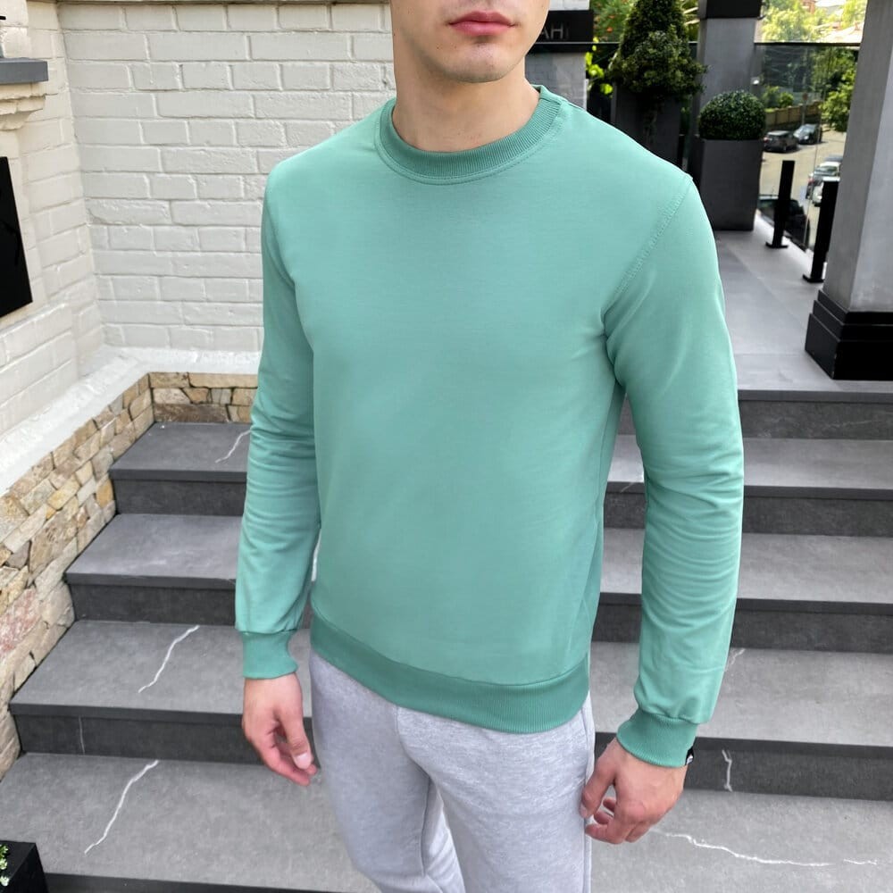 Світшот чоловічий однотонний зелений Pobedov 001, укр, укр