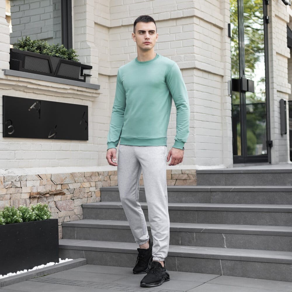 Світшот чоловічий однотонний зелений Pobedov 001