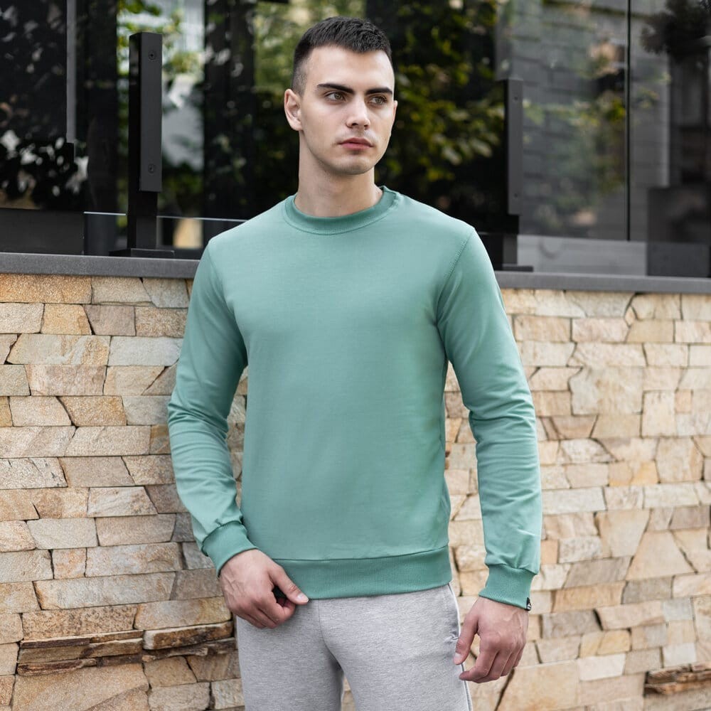 Світшот чоловічий однотонний зелений Pobedov 001, укр, укр