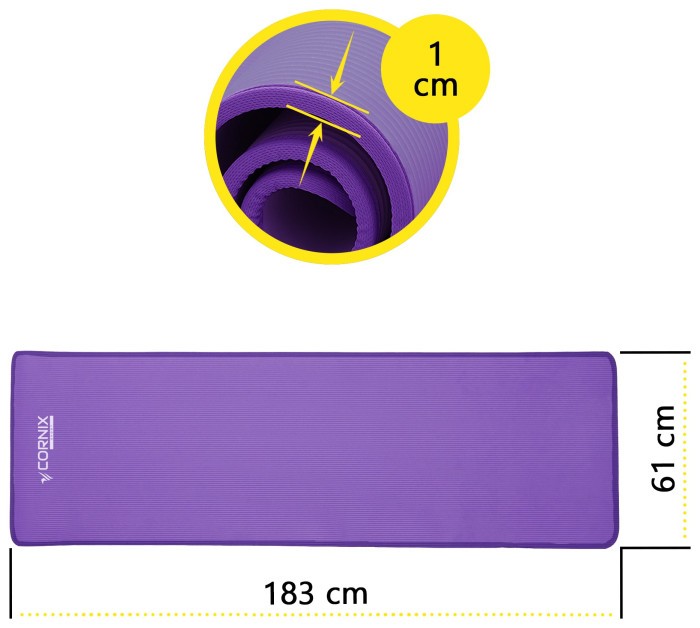 Коврики спортивные Cornix NBR 183 x 61 x 1 cм для йоги и фитнеса XR-0093 Purple/Purple