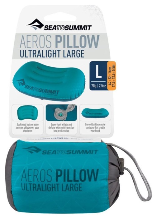 Подушка надувна Sea to Summit Aeros Ultralight Pillow, Large, 14х44х32см, Aqua
