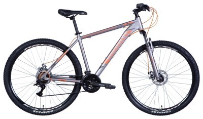 Велосипед 29" Discovery BASTION 2024 (серебристо-оранжевый (м))