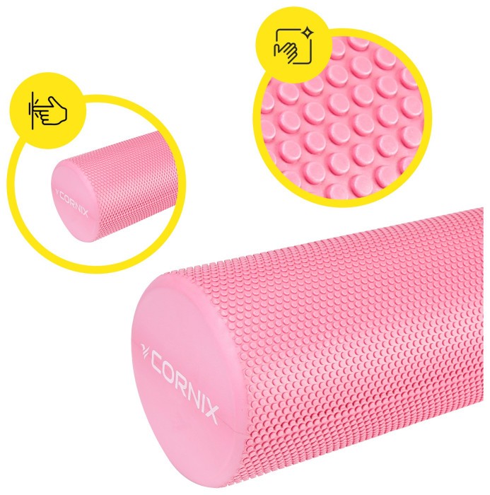Масажний ролик Cornix EVA+ 45 x 15 см (валик, роллер) XR-0303 Pink
